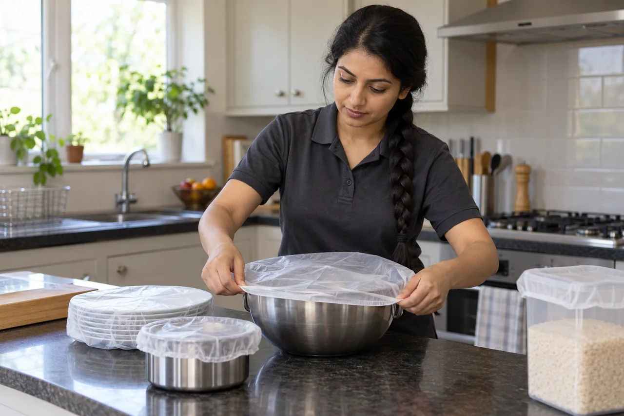 Technician preparing a kitchen inspection area
