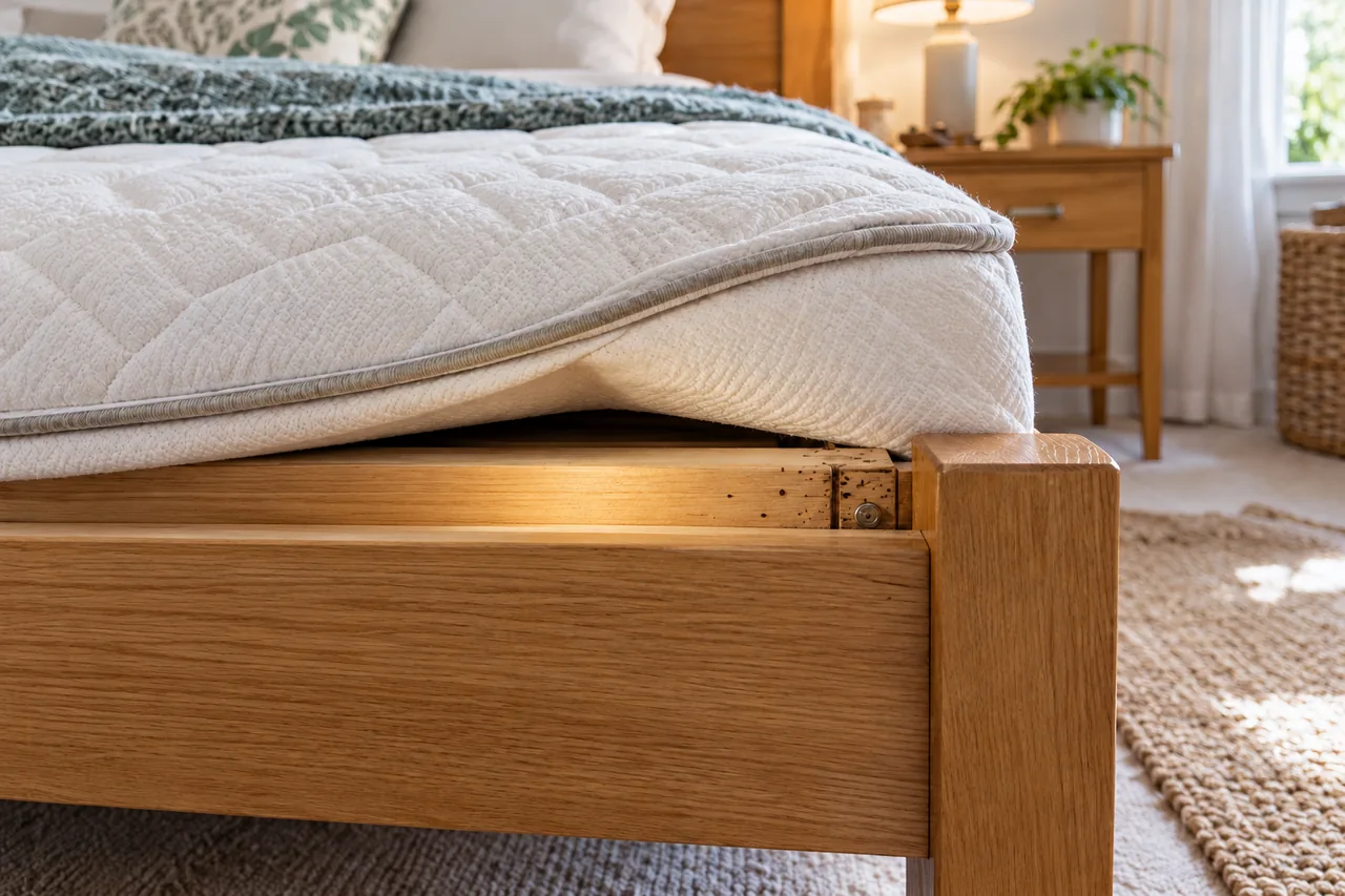 Accessible bed-frame joint and mattress piping