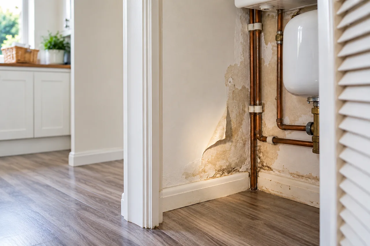 Condensation near utility pipework and a paper lining